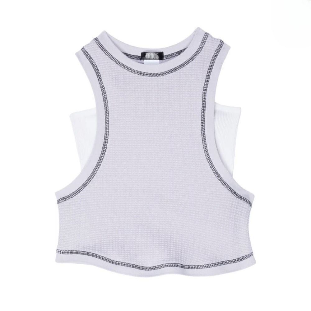 Truce Kids Lavender Popcorn-Knit Tank White Tube Top - Girls S 7-8